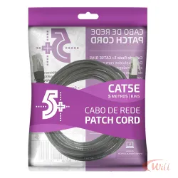 Cabo Patch Cord FTP Cat5e 05 Metros Preto