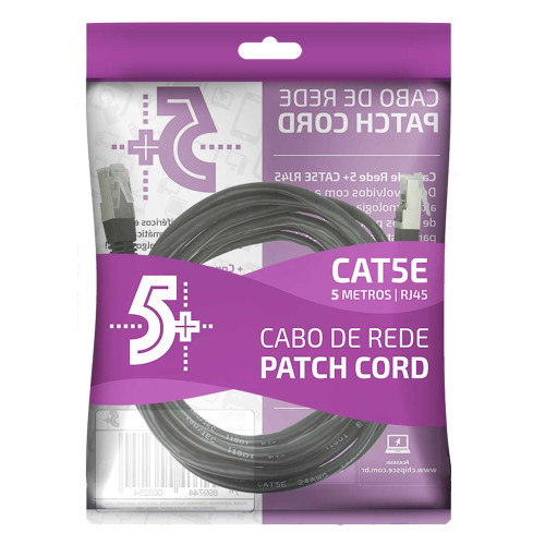 Cabo Patch Cord FTP Cat5e 05 Metros Preto Cabo Patch Cord FTP Cat5e 05 Metros Preto