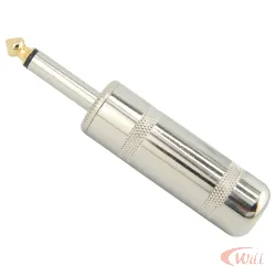 Plug P10 Mono Metal Para Fio PP Profissional Niquel 64.1.557