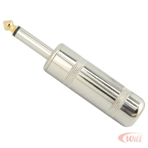 Plug P10 Mono Metal Para Fio PP Profissional Niquel 64.1.557