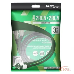 Cabo 2 RCA 3 Metros Plug Metal Fitz
