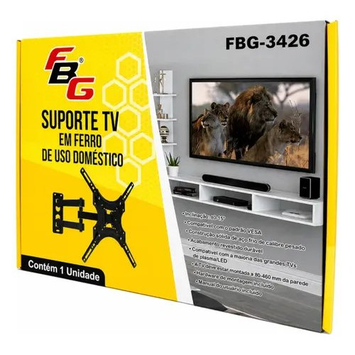 Suporte Articulado Parede TV 32 a 58 Polegadas FBG 3426 Suporte Articulado Parede TV 32 a 58 Polegadas FBG 3426