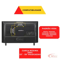 Suporte Tv De 23 A 55 Pol Ar-e15sb Ate 35kg Mxt