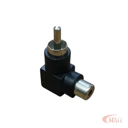Adaptador Plug Rca 90 Graus para Jack Rca Preto Niquel