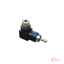 Adaptador Plug Rca 90 Graus para Jack Rca Preto Niquel