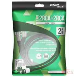 Cabo 2 Rca + 2 Rca 2 Metros Plug Metal Fitz
