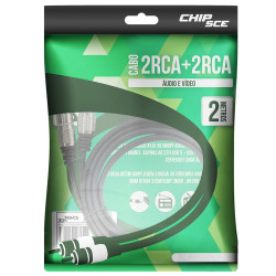 Cabo 2 Rca + 2 Rca 2 Metros Plug Metal Fitz
