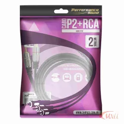 Cabo P2 ST x 2 RCA 2 Metros Nickel Fitz