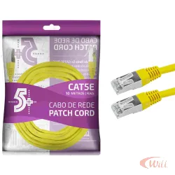 Cabo Patch Cord FTP Cat5e 10 Metros Amarelo
