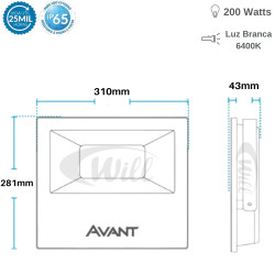 Refletor LED 200w Ecob 6400k Avant