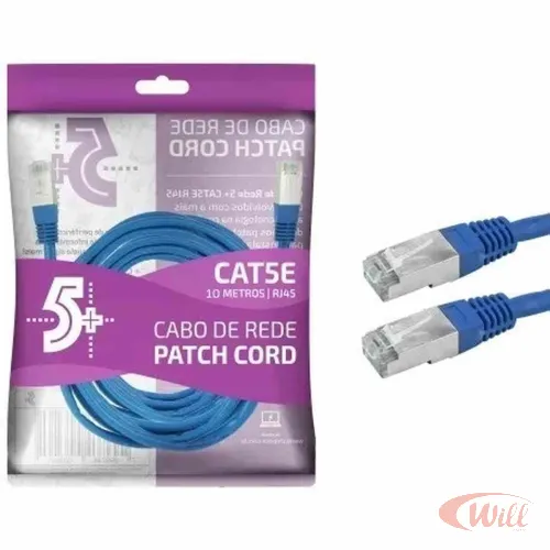 Cabo Patch Cord FTP Cat5e 10 Metros Azul Cabo Patch Cord FTP Cat5e 10 Metros Azul