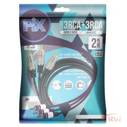 Cabo 3 RCA 5 Metros Plug Metal Pix