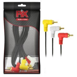 Cabo 3 X 3 RCA 90 Graus 1,8 Metro Gold Pix