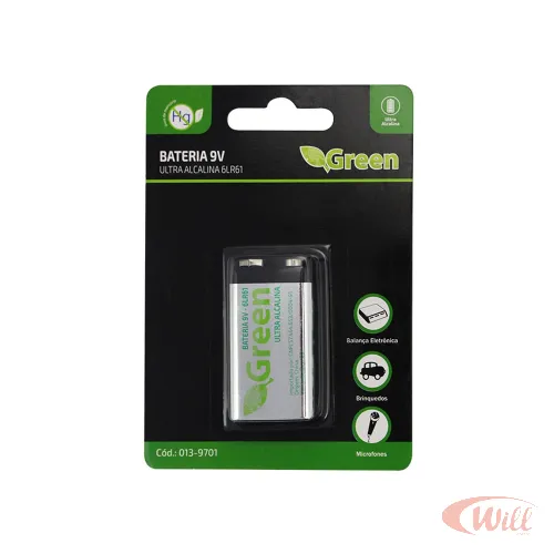 Bateria 9V Alcalina 6lr61 Green Bateria 9V Alcalina 6lr61 Green