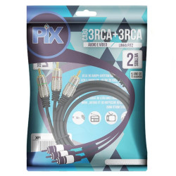 Cabo 3 RCA 10 Metros Plug Metal Pix
