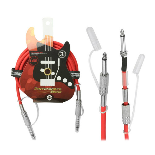 Cabo P10 Mono 03 Metros Vermelho Performance Sound Cabo P10 Mono 03 Metros Vermelho Performance Sound