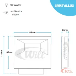 Refletor LED 10w 3000k 900lm Cristallux