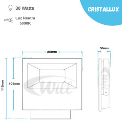 Refletor LED 10w 3000k 900lm Cristallux