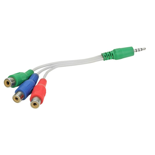 Cabo P3 Estereo + 3 RCA Macho Branco 16CM Video Componente Pix Cabo P3 Estereo + 3 RCA Macho Branco 16CM Video Componente Pix