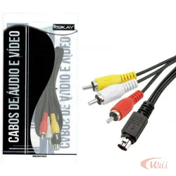 Cabo 3 RCA x Mini Din 10 Pinos para Receptor 1,8 Metro Kokay