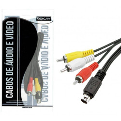 Cabo 3 RCA x Mini Din 10 Pinos para Receptor 1,8 Metro Kokay