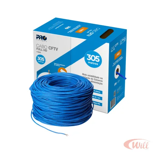 Cabo CFTV 4 Pares x 0,5 Azul CX 305M Proeletronic Cabo CFTV 4 Pares x 0,5 Azul CX 305M Proeletronic