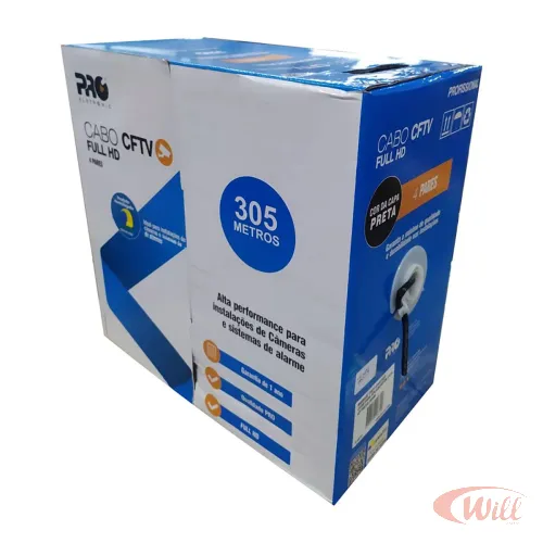 Cabo CFTV 4 Pares x 0,5 Preto CX 305M Proeletronic Cabo CFTV 4 Pares x 0,5 Preto CX 305M Proeletronic