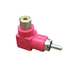 Adaptador Plug Rca 90 Graus Para Jack Rca Vermelho Niquel