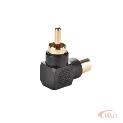 Adaptador Plug Rca 90 Para Jack Rca Preto Gold Mxt