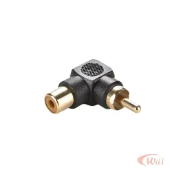 Adaptador Plug Rca 90 Para Jack Rca Preto Gold Mxt