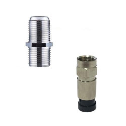 02 Conector F RG06 Compressão - 01 Emenda F Fêmea